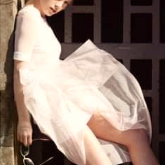 DIVIDED SHEER SWISS DOT MIDI DRESS TULLE SIZE 8 NWOT - Picture 3 of 14